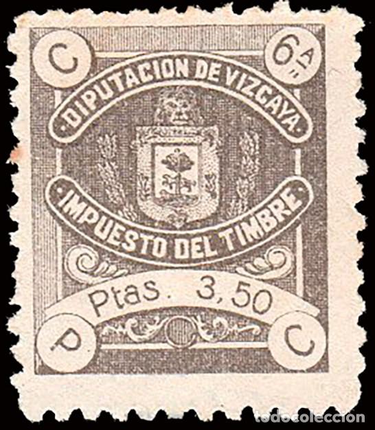 Sellos: Espa&ntilde;a - Fiscales - Diputaci&oacute;n Vizcaya - Alemany (*)9 - 1906 - 3,50 Ptas - Impuesto Timbre