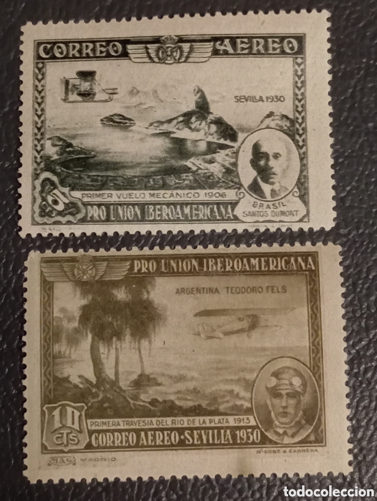 Stamps: Espa&ntilde;a 1930 - Lote 2 Sellos Correo A&eacute;reo Pro Uni&oacute;n Iberoamericana - Edifil 583 y 584 MNH