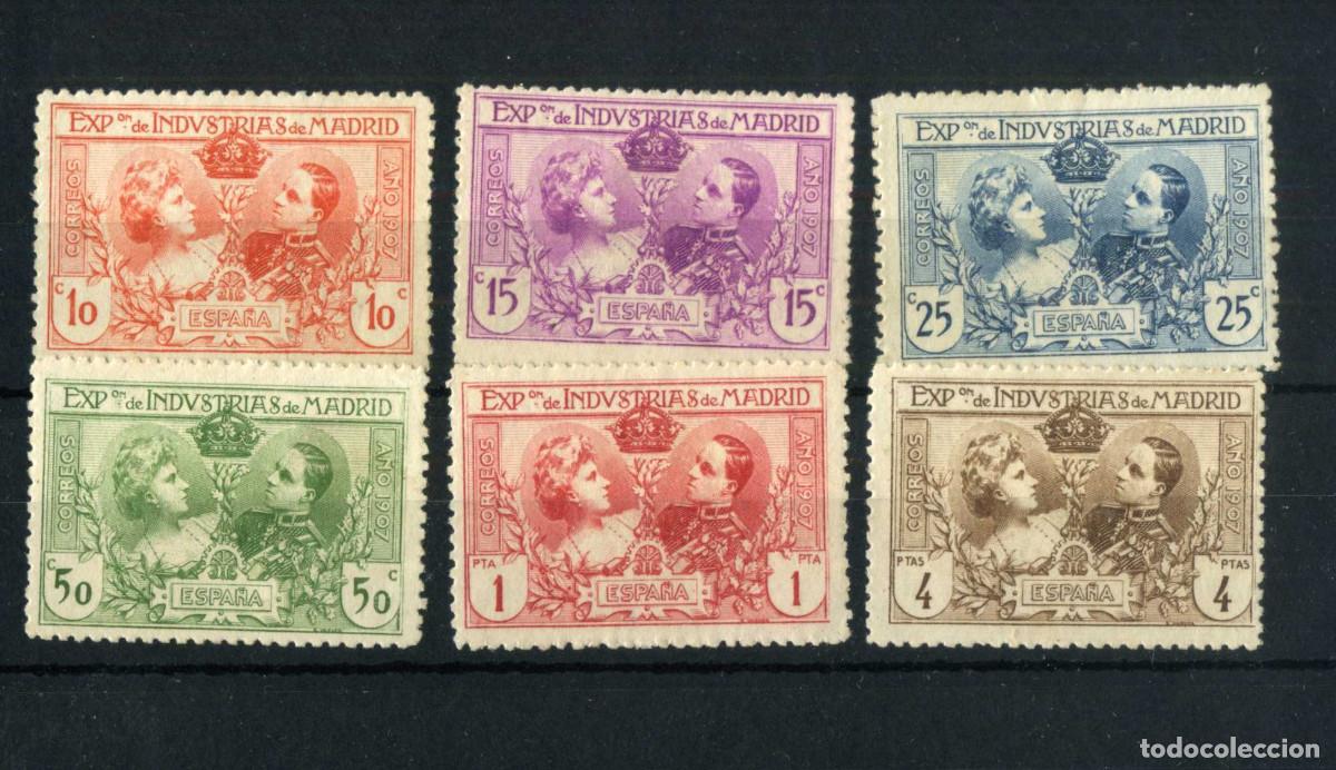 Sellos: XS- Exposici&oacute;n Industrias de Madrid 1907 Serie 6 sellos Nuevos SIN goma NO EMITIDOS Ed. SR 1/6
