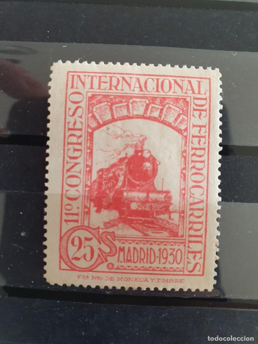 Sellos: EDIFIL 475 ** FERROCARRILES 25 CENTIMOS ROSA ESPA&Ntilde;A 1930