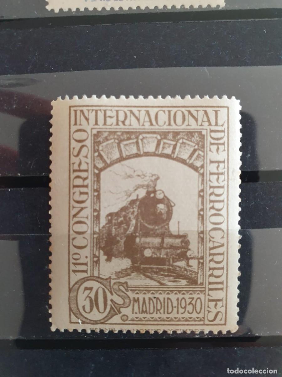 Sellos: EDIFIL 476 ** FERROCARIL 30 CENTIMOS CASTA&Ntilde;O ESPA&Ntilde;A 1930