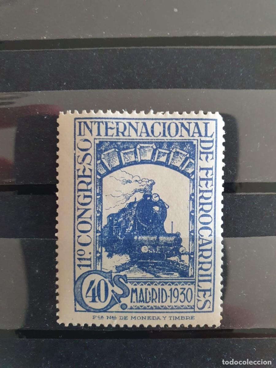 Sellos: EDIFIL 477 ** FERROCARIL 40 CENTIMOS AZUL ESPA&Ntilde;A 1930