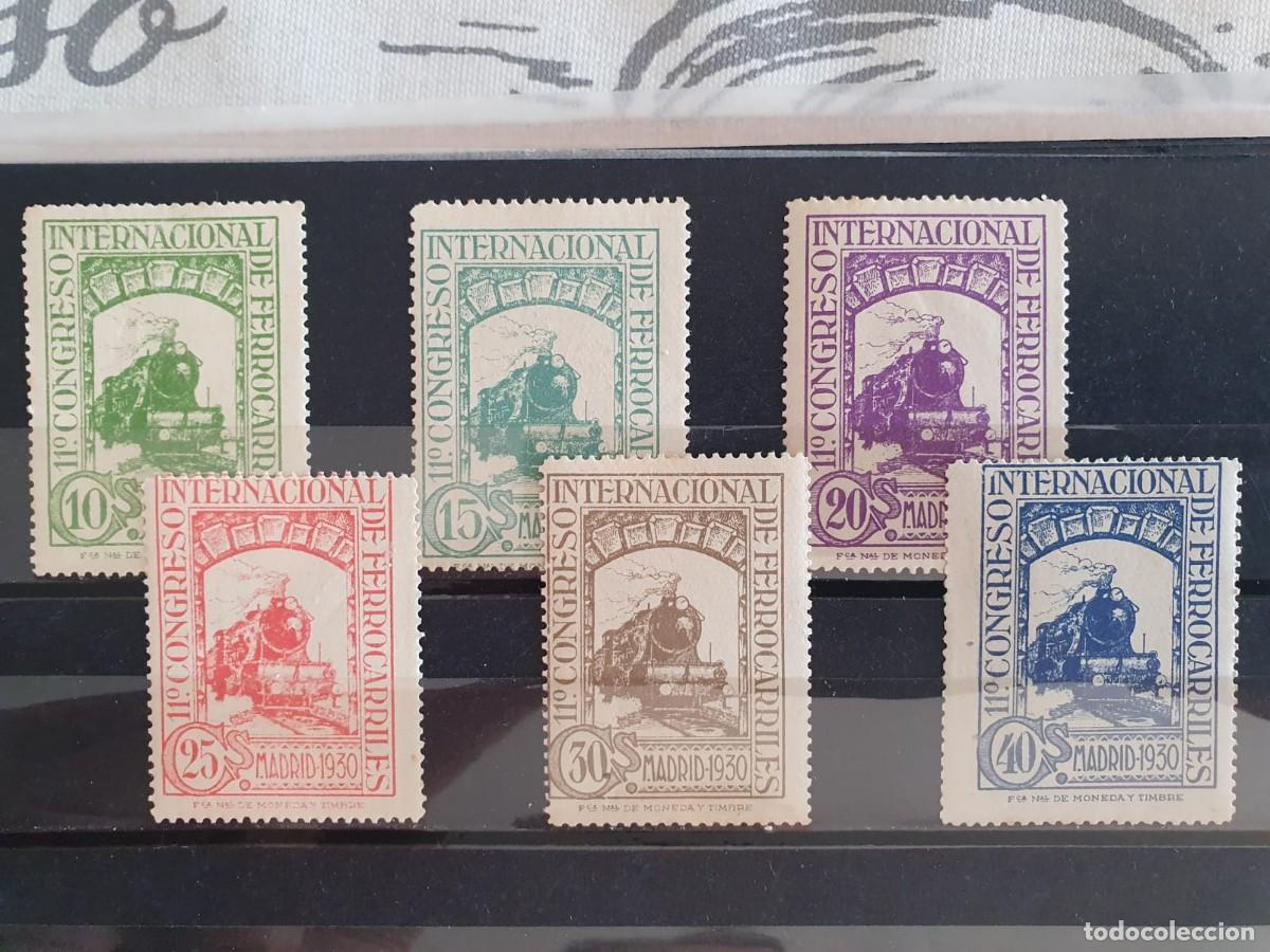 Sellos: EDIFIL 472 ** a 477 ** FERROCARRILES ESPA&Ntilde;A 1930
