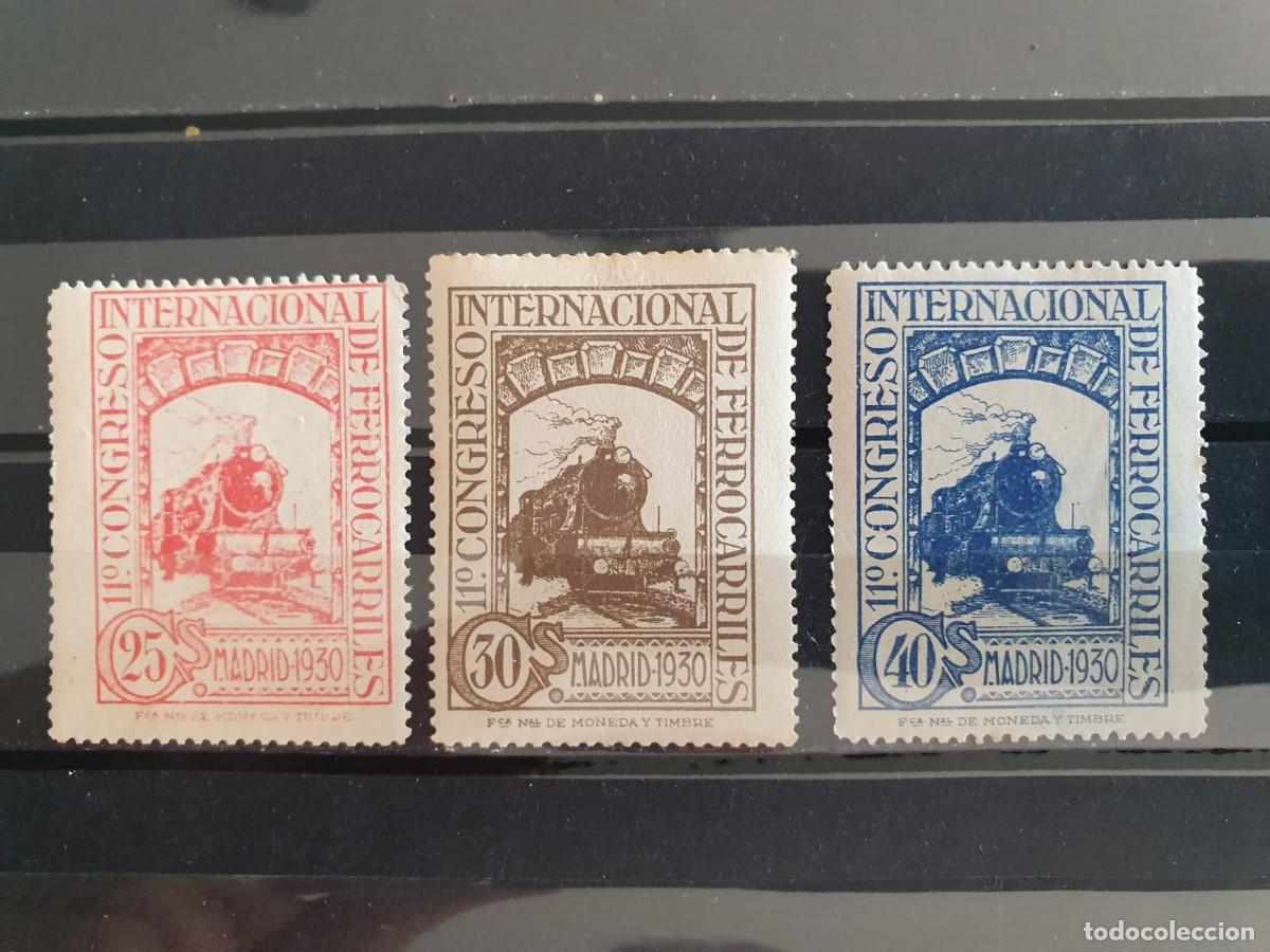 Sellos: EDIFIL 475 ** a 477 ** FERROCARRILES ESPA&Ntilde;A 1930