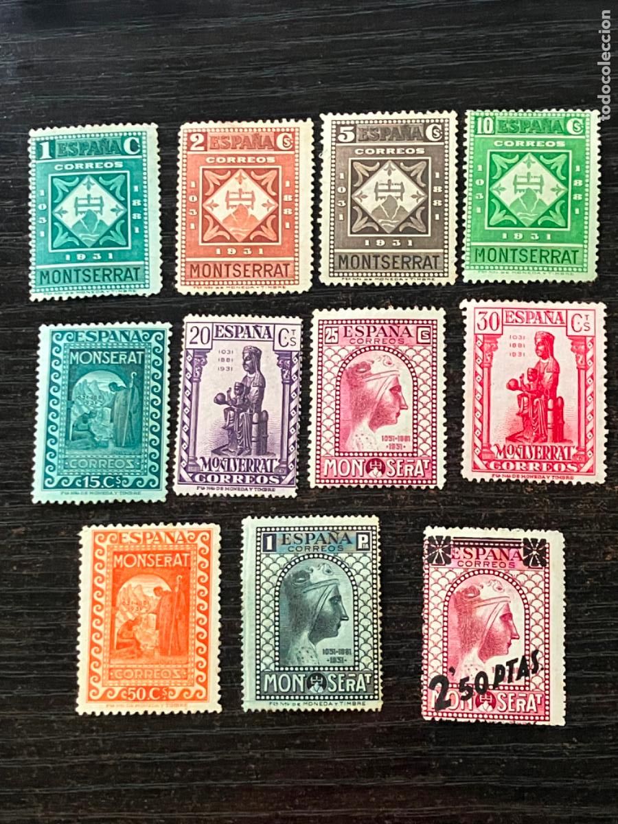 Sellos: IX Centenario Montserrat - Sellos Espa&ntilde;a 1931 - 10 valores + Habilitado 1938