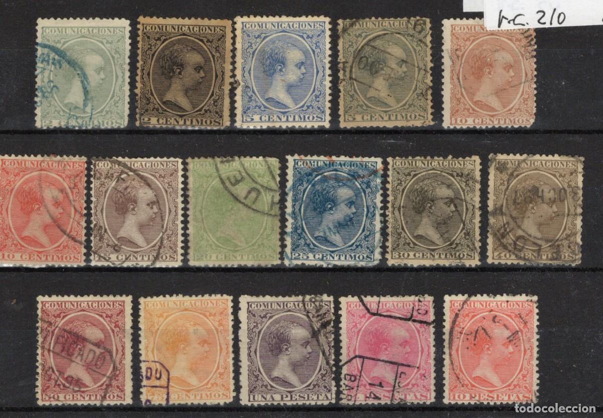 Sellos: PC695 Sellos Espa&ntilde;a A&ntilde;o 1889/1901 Edifil 213/228&ordm; sellos originales en usado SERIE COMPLE v.c. 210 &euro;