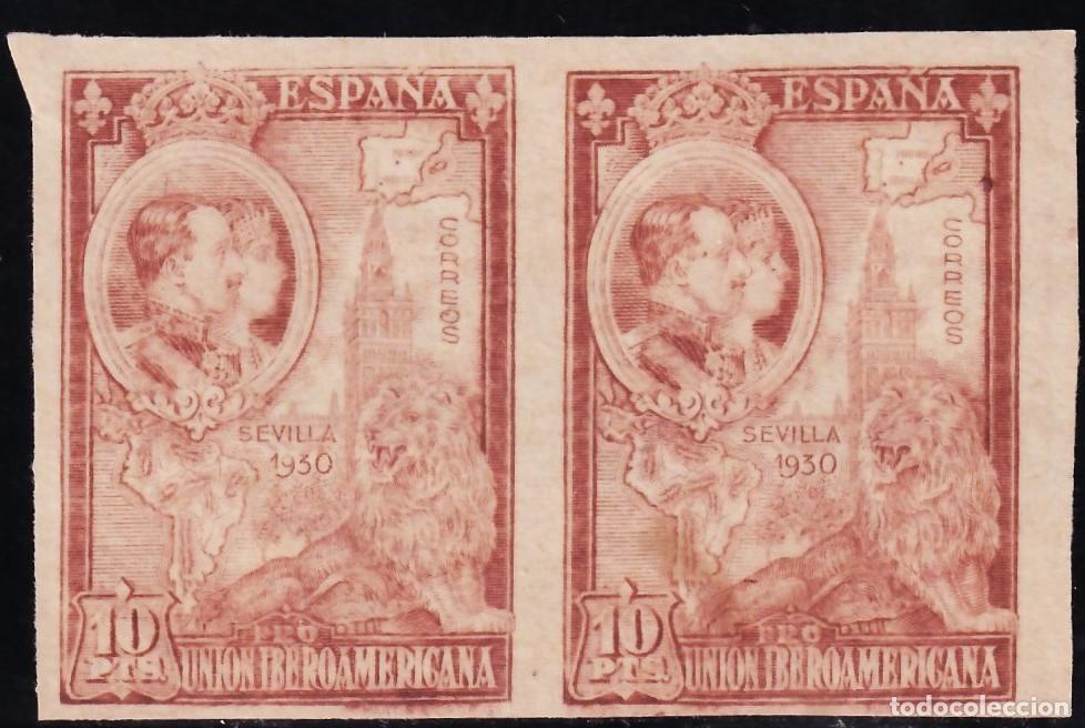 Sellos: ESPA&Ntilde;A, 1930 EDIFIL N&ordm; 581 (*), 10 pts casta&ntilde;o rojizo, [Pareja / SIN DENTAR.]