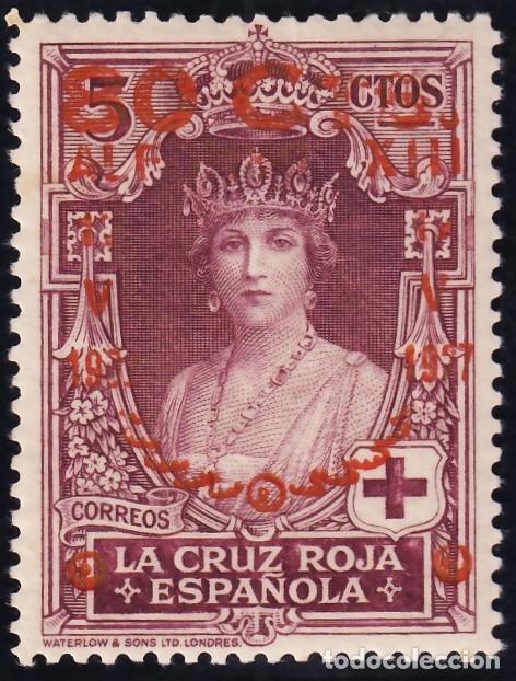 Sellos: ESPA&Ntilde;A, 1927 EDIFIL N&ordm; 382 /**/, 80 c. s. 5 c. casta&ntilde;o violeta. [SIN FIJASELLOS.]
