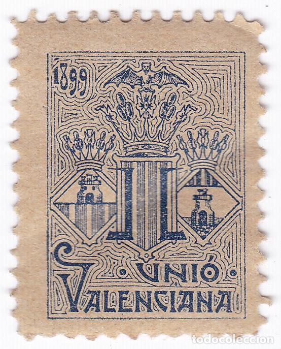 Sellos: Uni&oacute; Valenciana. A&ntilde;o 1899. Sello, vi&ntilde;eta o fiscal. Regional. Sin valor postal.