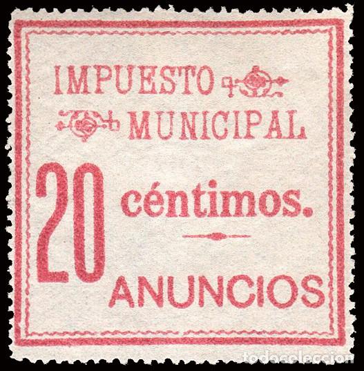 Sellos: Espa&ntilde;a - Fiscales Municipales - Madrid - &rdquo;Impuesto Municipal - 20 c&eacute;ntimos - Anuncios&rdquo; rojo