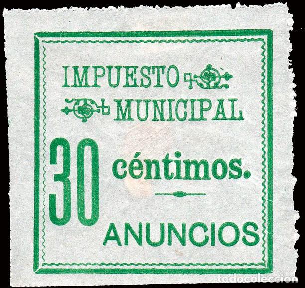 Sellos: Espa&ntilde;a - Fiscales Municipales - Madrid - &rdquo;Impuesto Municipal - 30 c&eacute;ntimos - Anuncios&rdquo; verde