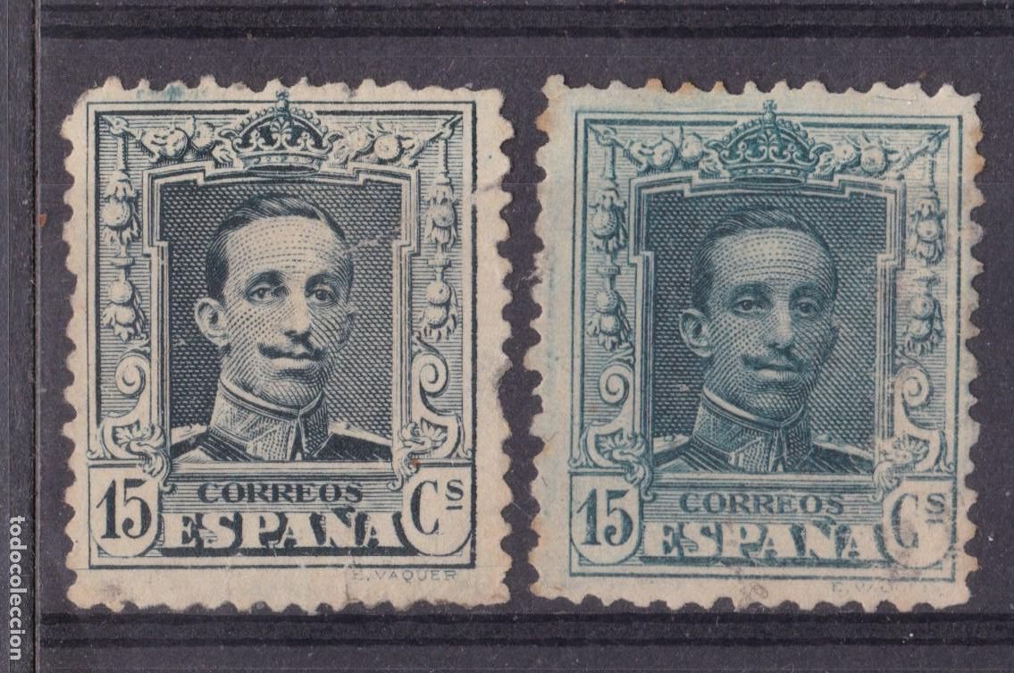 Sellos: SS6- Alfonso XIII Vaquer 15 Cts Tipo I y III (*) Sin Goma