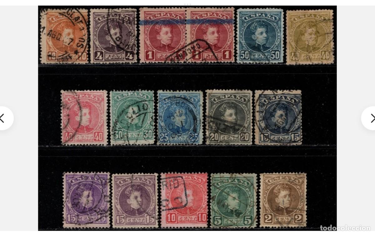 Sellos: ESPA&Ntilde;A -1901 - EDIFIL 241/255 - Serie completa.-1 pta carm&iacute;n pareja. VALOR CAT.191&euro;