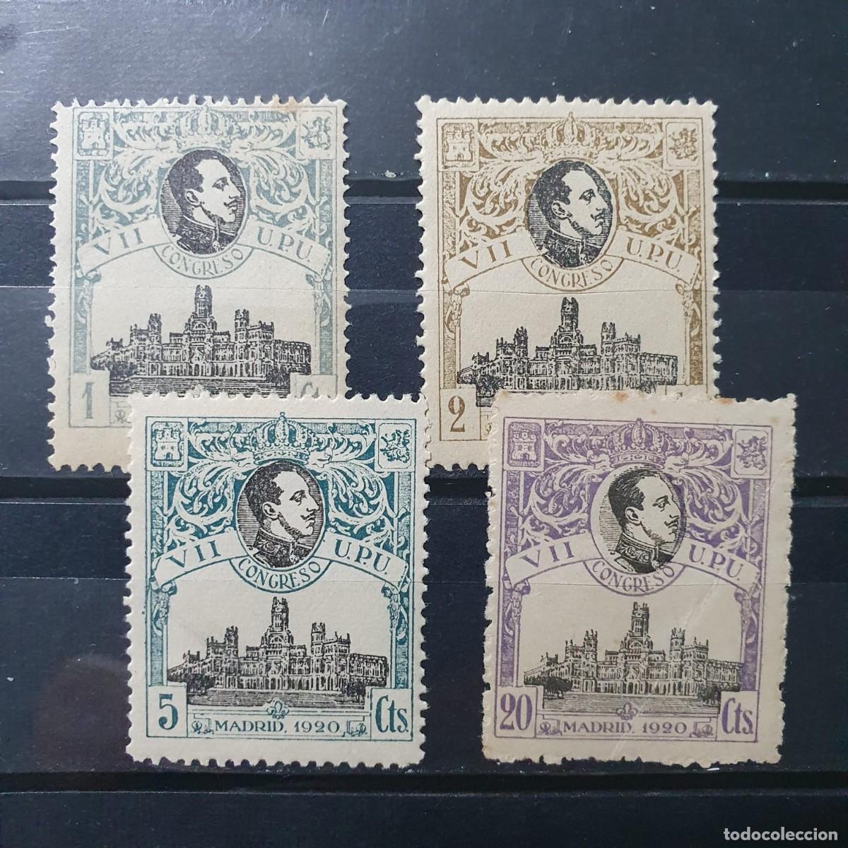 Sellos: EDIFIL 297 ** + 298 ** + 299 ** + 302 ** ESPA&Ntilde;A 1920