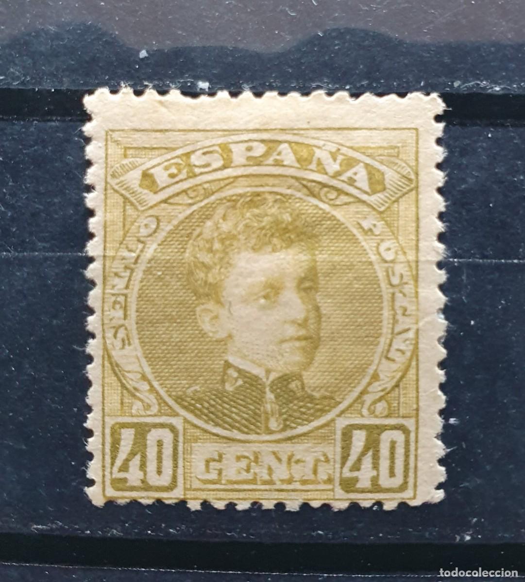 Sellos: EDIFIL 250 * ALFONSO XIII CADETE 40 CENTIMOS OLIVA ESPA&Ntilde;A 1901