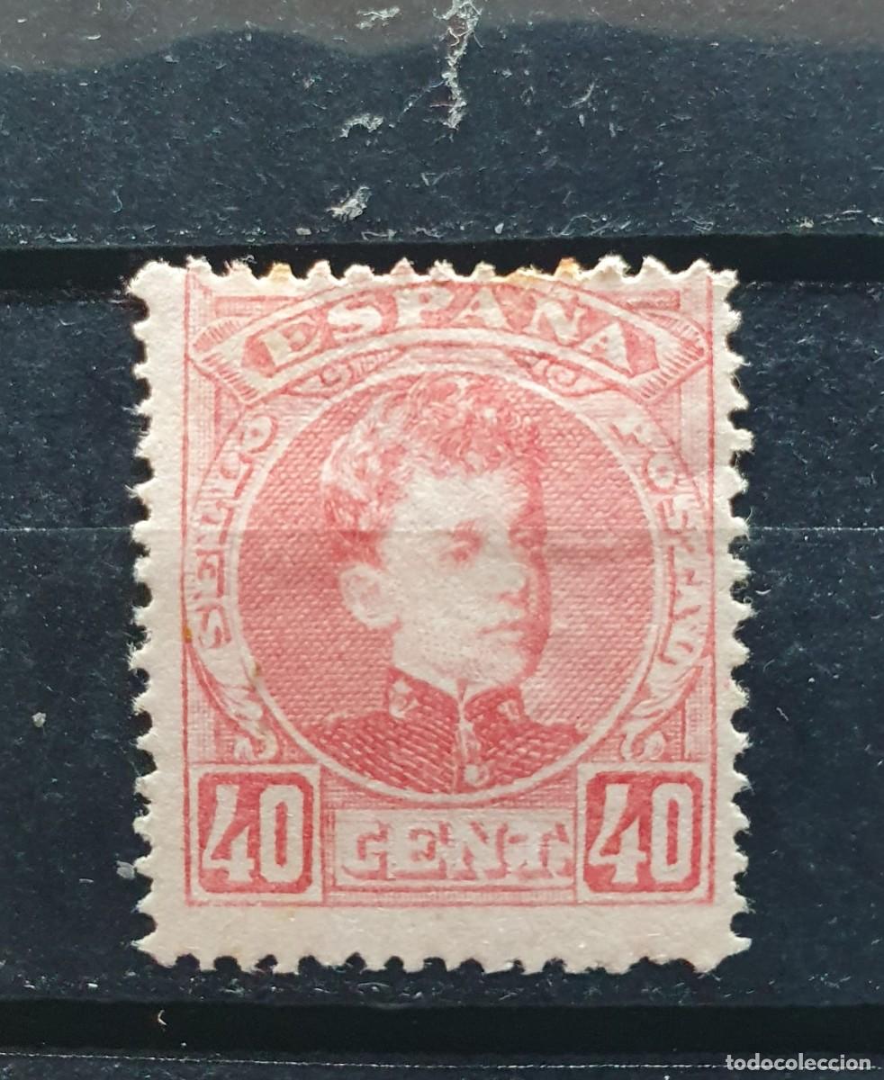 Sellos: EDIFIL 251 * ALFONSO XIII CADETE 40 CENTIMOS ROSA ESPA&Ntilde;A 1901