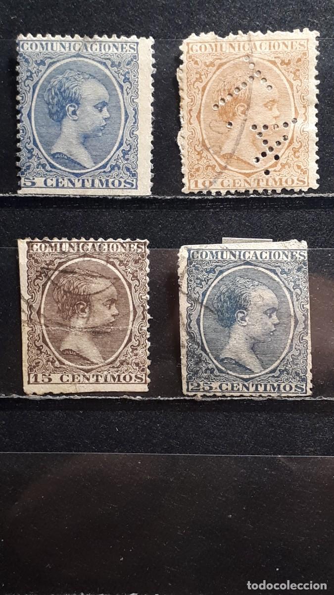 Sellos: ESPA&Ntilde;A. A&Ntilde;O 1889. &deg;. EDIFIL 215, 217, 219, 221.