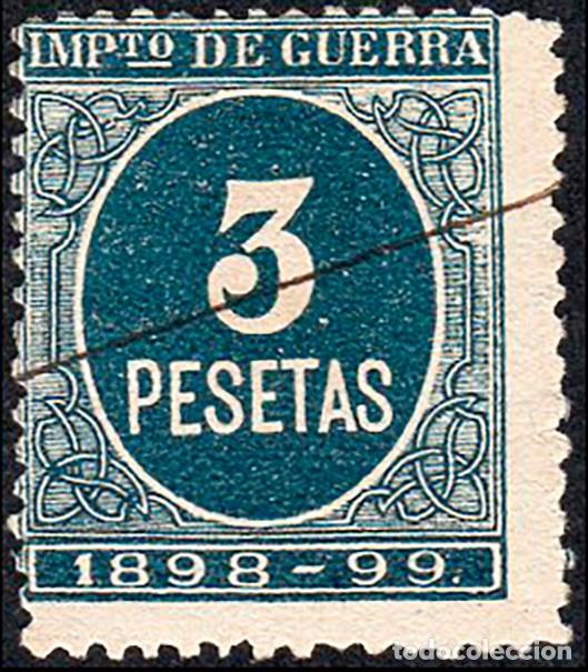 Stamps: Espa&ntilde;a - Fiscales - Impuesto de Guerra - Alemany o 37 - 1898/99 - 3 Ptas.
