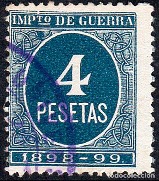 Stamps: Espa&ntilde;a - Fiscales - Impuesto de Guerra - Alemany o 39 - 1898/99 - 4 Ptas.