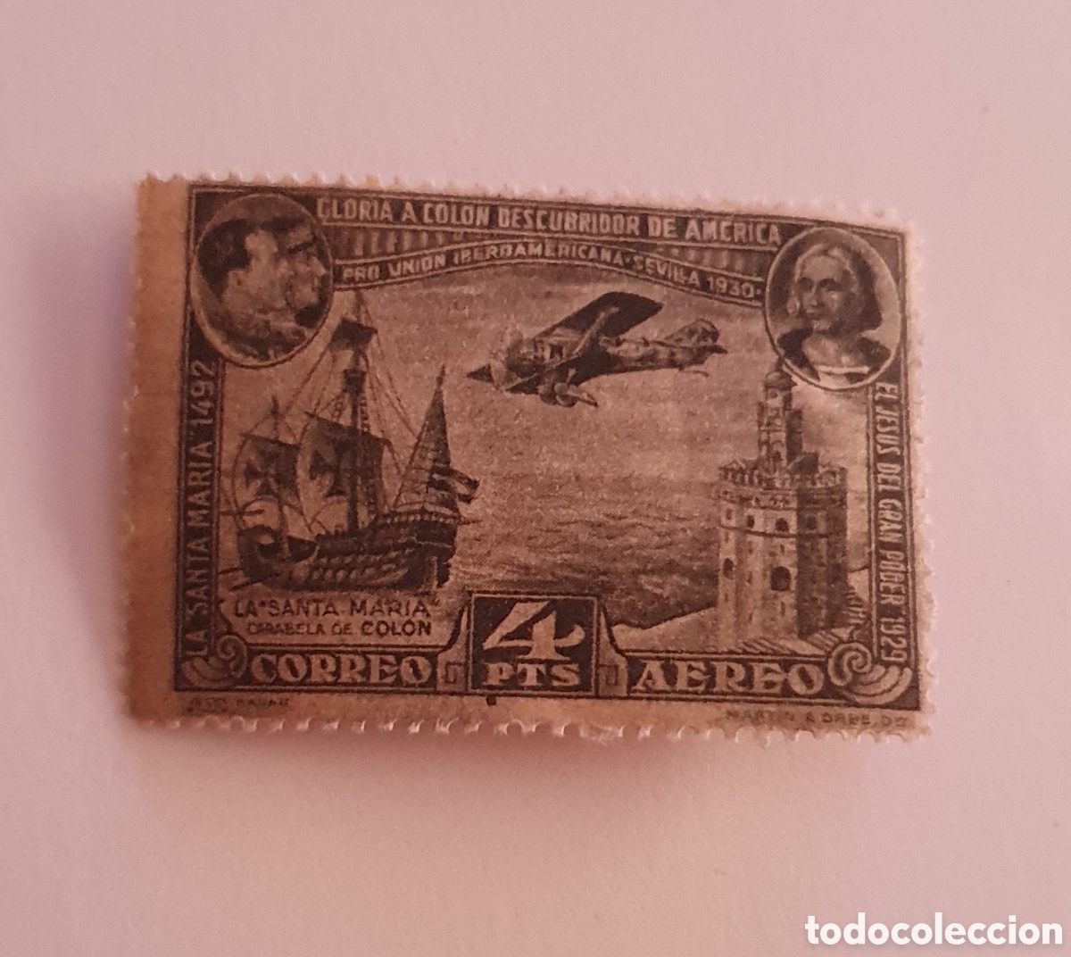 Sellos: Edifil 591. Pro Uni&oacute;n Iberoamericana. 4 pesetas azul