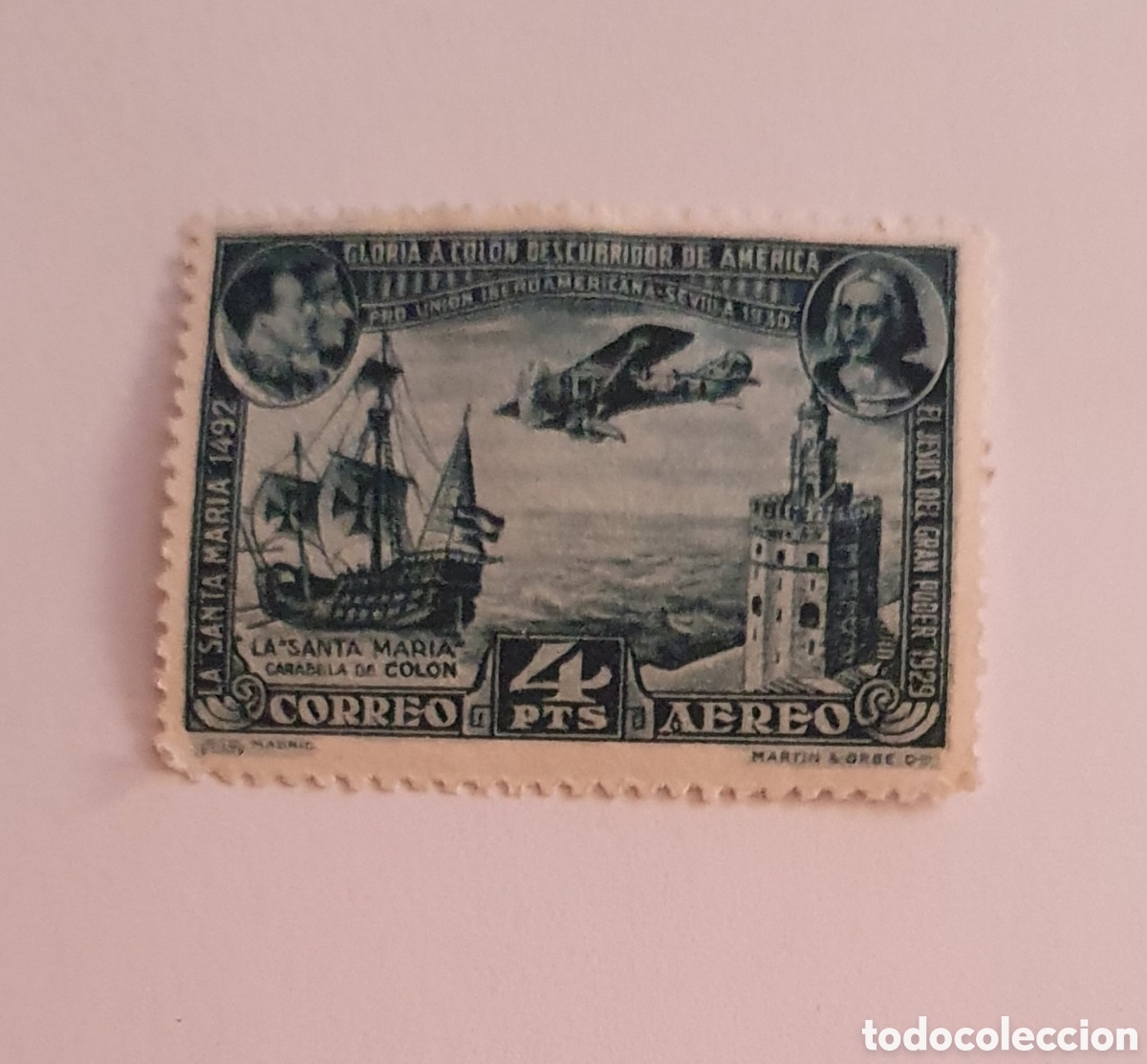 Sellos: Edifil 591. Nuevo 4 pesetas azul con se&ntilde;al de fijasellos