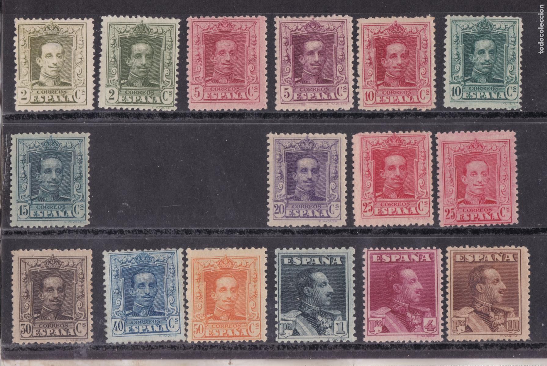 Sellos: FC4-30-ALFONSO XIII VAQUER Edifil 310/23 nuevos * Con Fijasellos + 350 euros