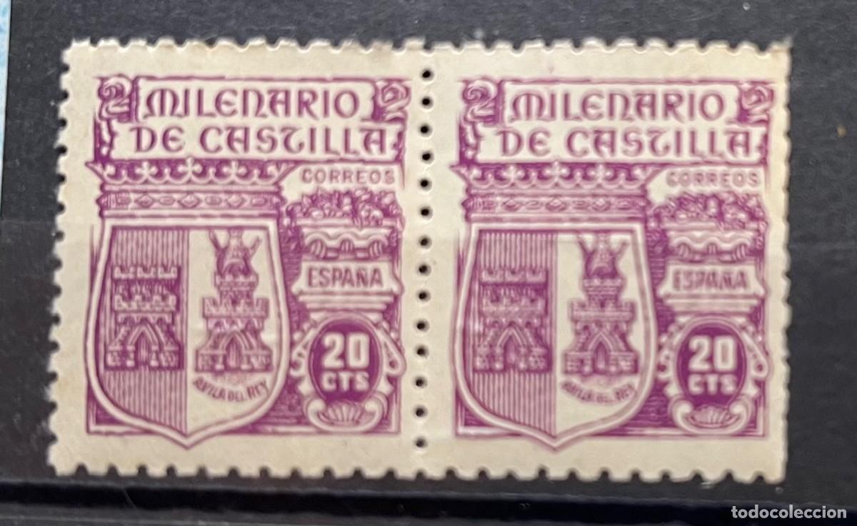 Sellos: 1945 Milenario de castilla centrado,goma,color MNH**