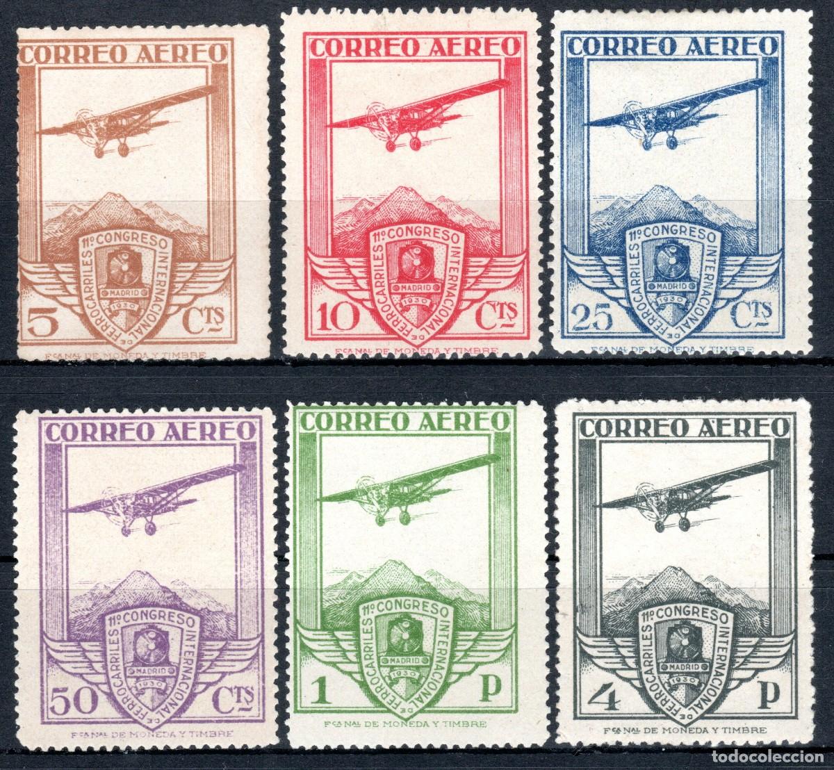 Sellos: EDIFIL 483-488 CONGRESO DE FERROCARRILES 1930 (SERIE COMPLETA). VALOR CAT&Aacute;LOGO: 415 &euro;. MLH.