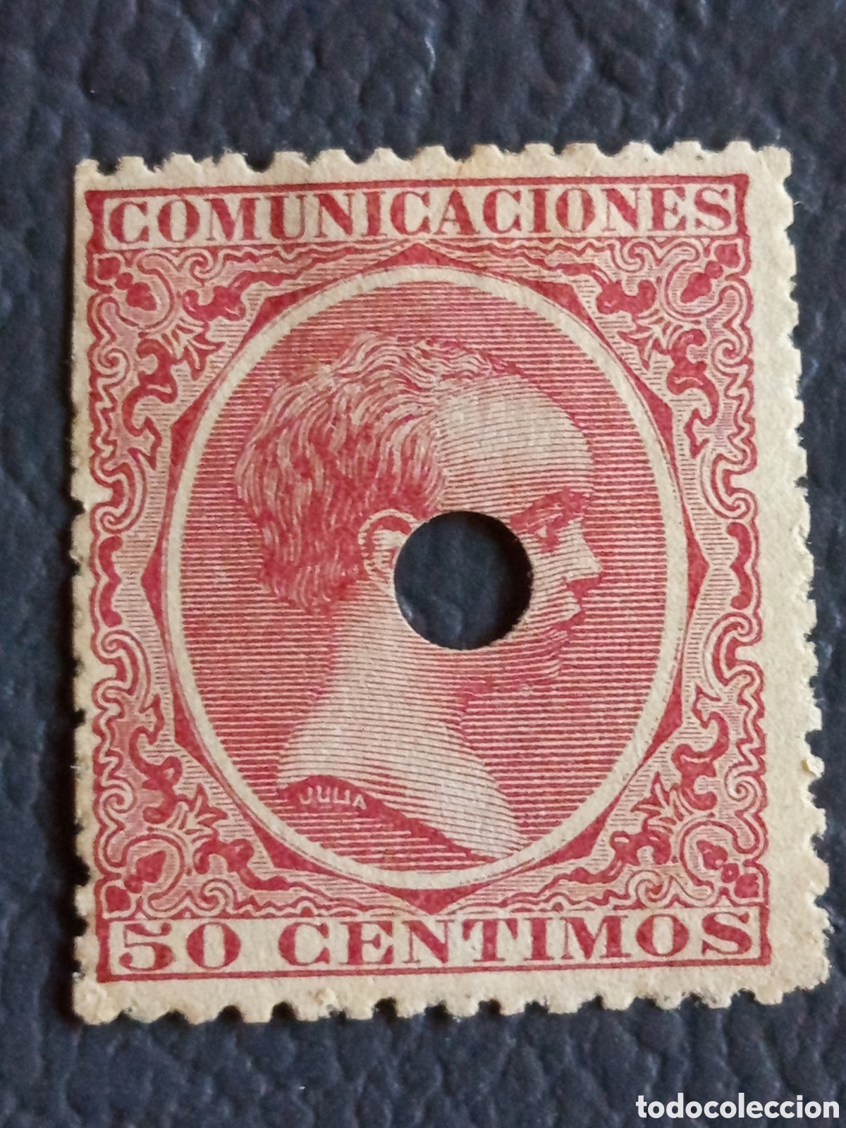 Sellos: Sello Espa&ntilde;a 1931 Comunicaciones Alegoria Perforacion Control 50c Ed#616 Usado