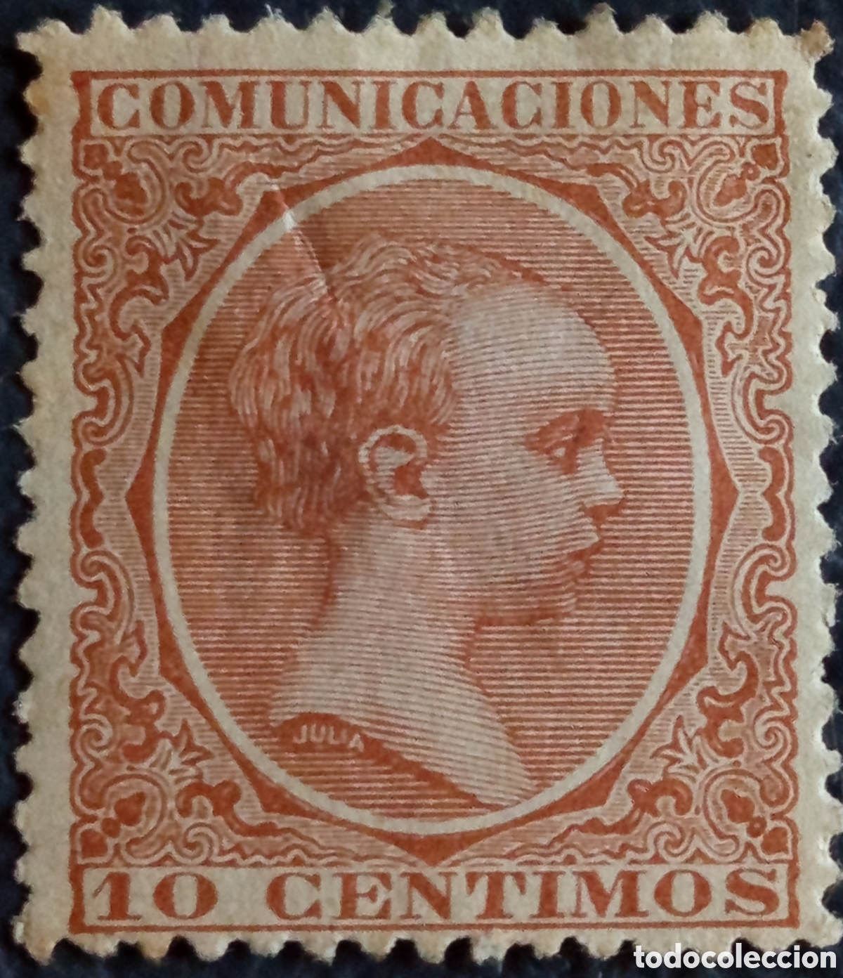 Sellos: Sello Espa&ntilde;a 1889 Comunicaciones Alfonso XIII El Pelon 10c Naranja Ed#215 MH
