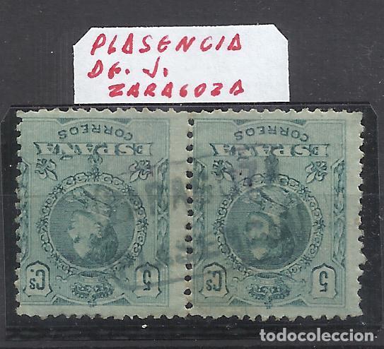 Sellos: ALFONSO XIII MEDALLON DUO CARTERIA PLASENCIA ZARAGOZA