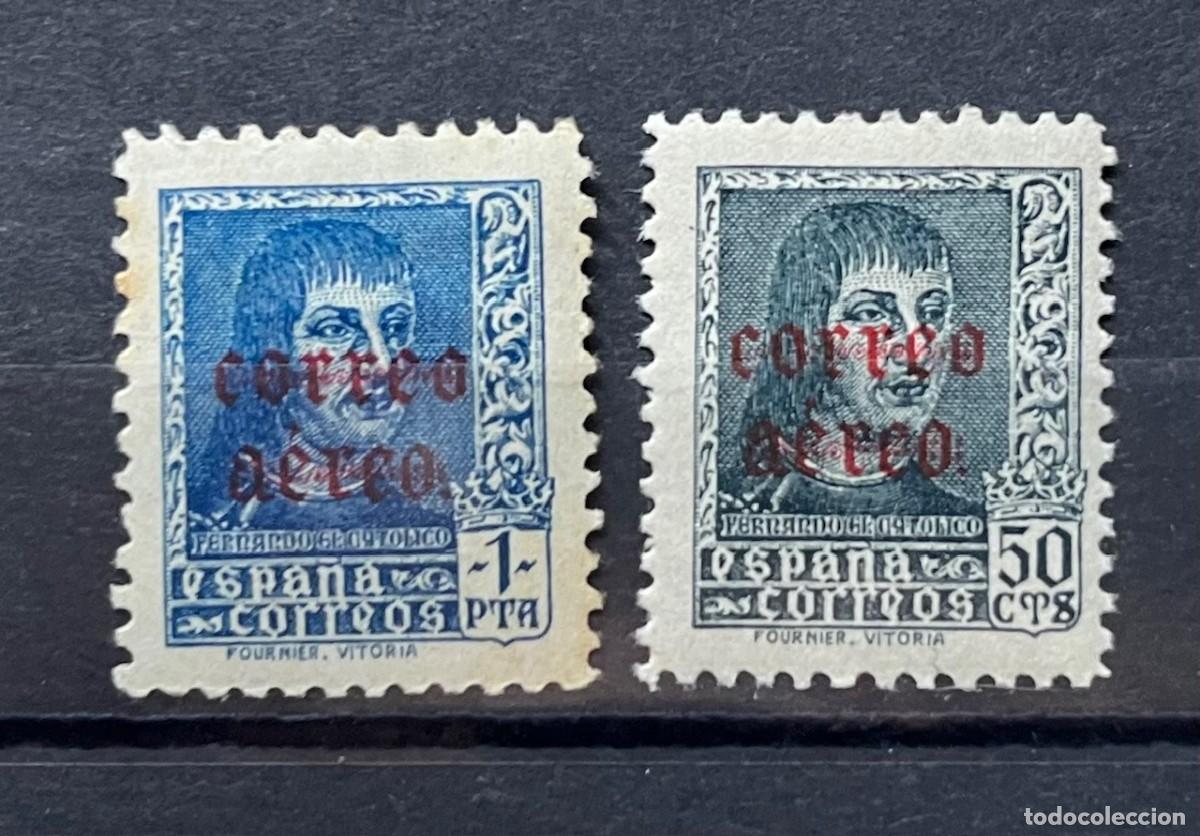 Sellos: Fernando el catolico,correo aereo,1938 1*--1**centrados,goma