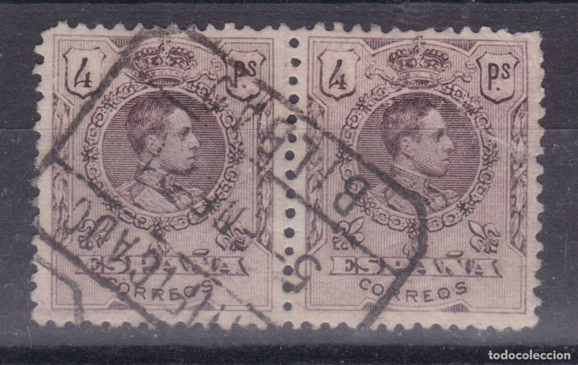 Sellos: SS6- Alfonso XIII Medall&oacute;n 4 Ptas Edifil 279. PAREJA Usados BILBAO .Centrados