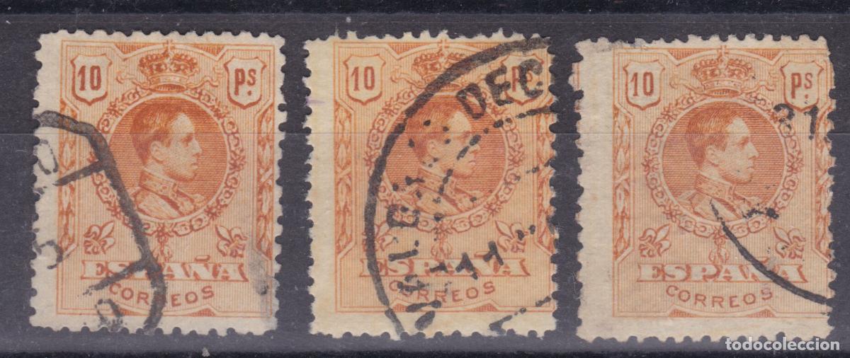 Sellos: SS8- Alfonso XIII Medall&oacute;n 10 Ptas Edifil 280. x 3 Sellos Usados