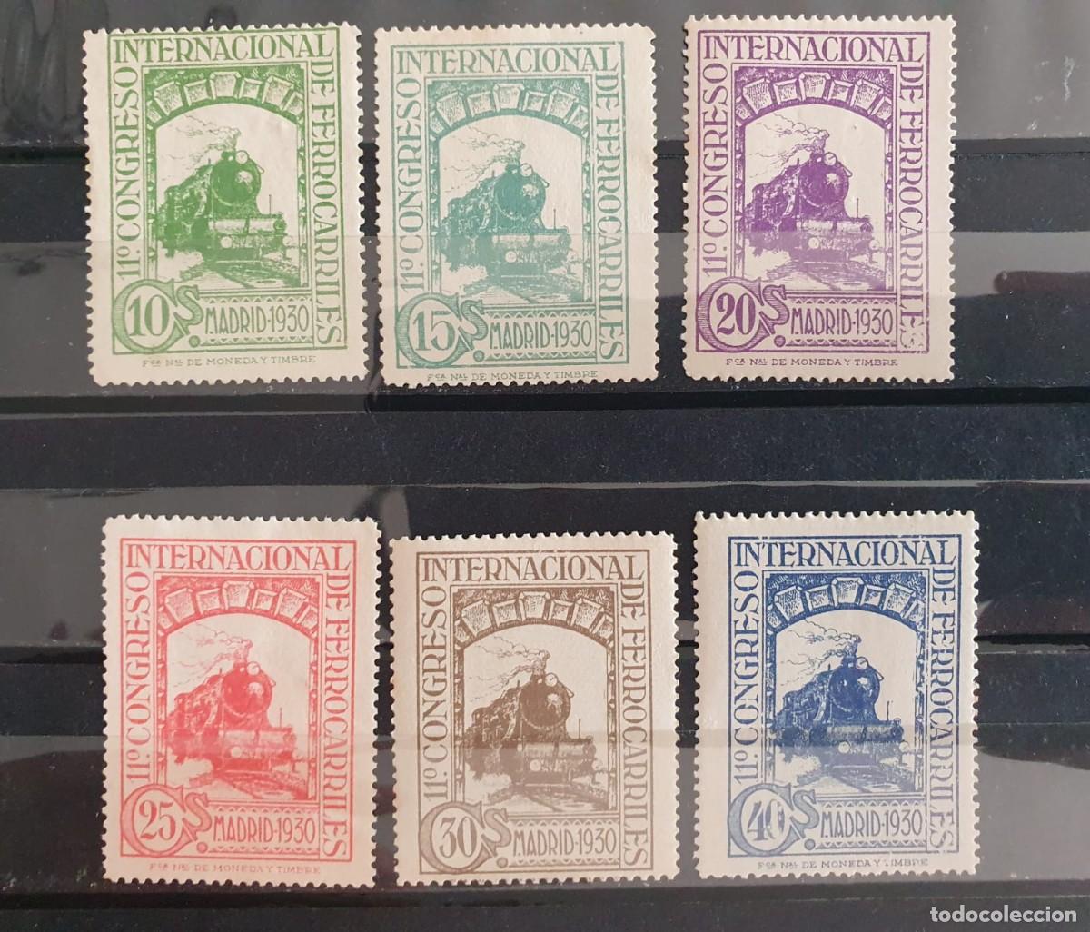 Sellos: EDIFIL 472 ** a 477 ** FERROCARRILES ESPA&Ntilde;A 1930