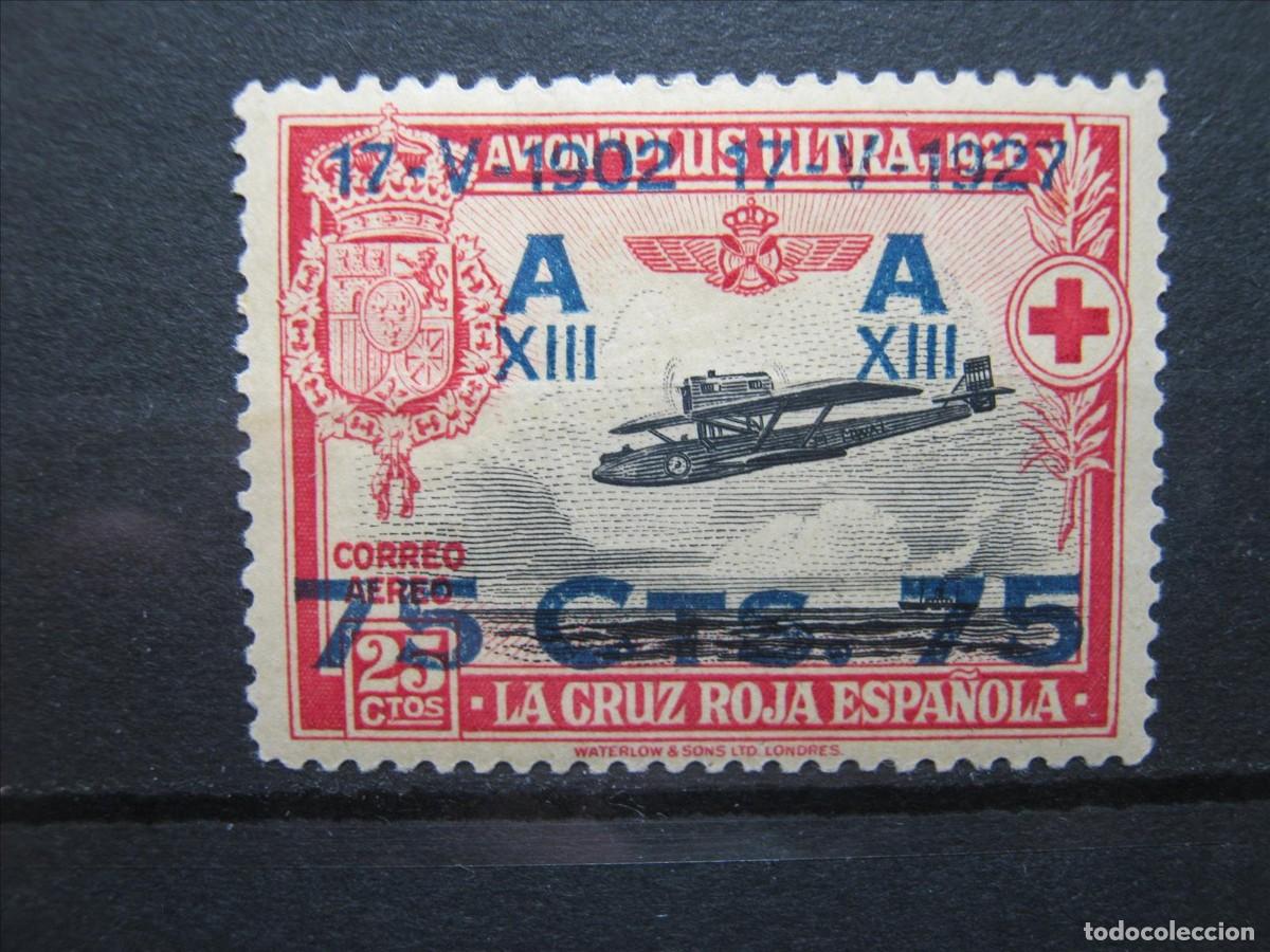 Sellos: ALFONSO XIII CRUZ ROJA 1927 EDIFIL 390 MH* LUJO.