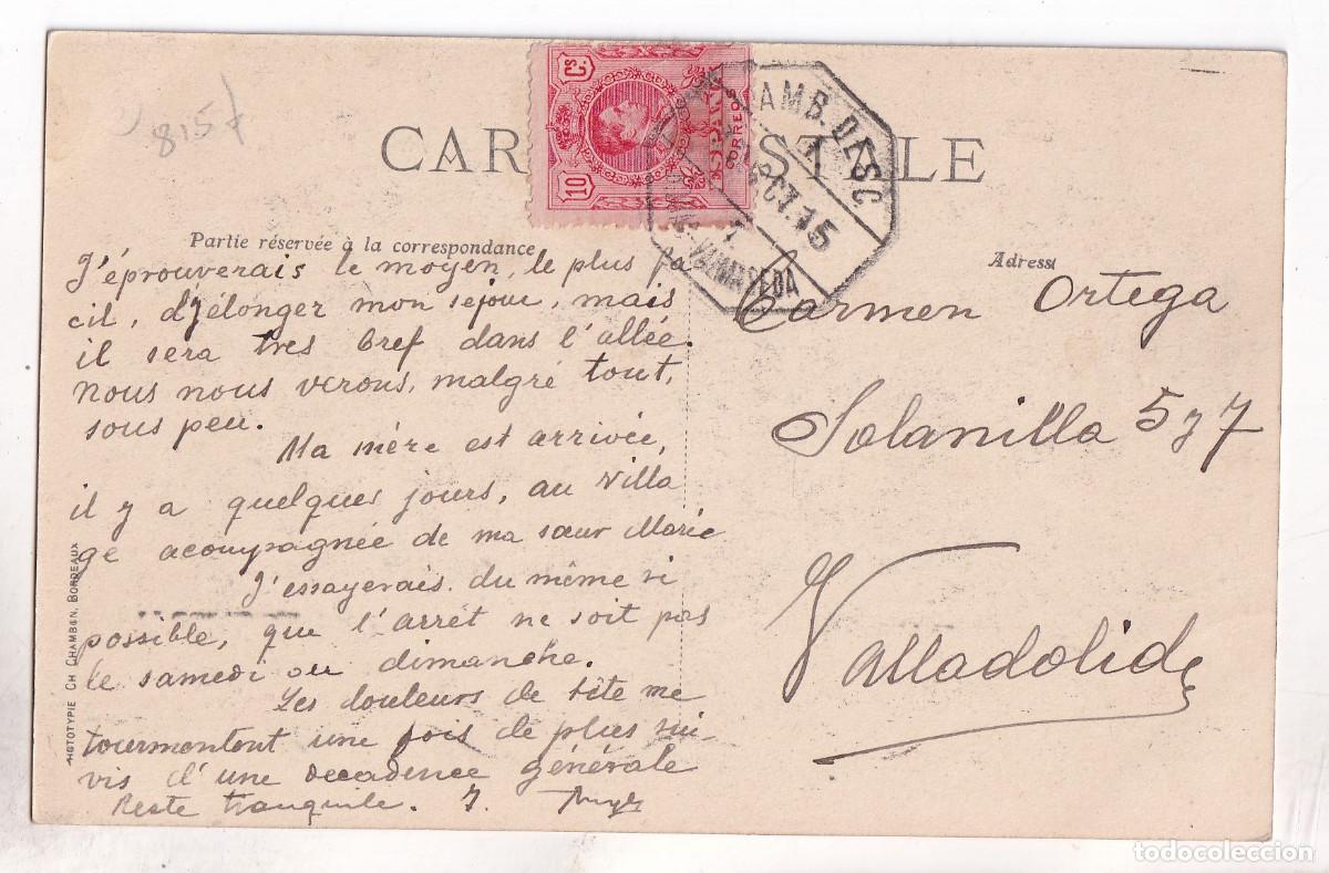 Sellos: POSTAL CON AMBULANTE BILBAO BALMASEDA. 1915. A VALLADOLID