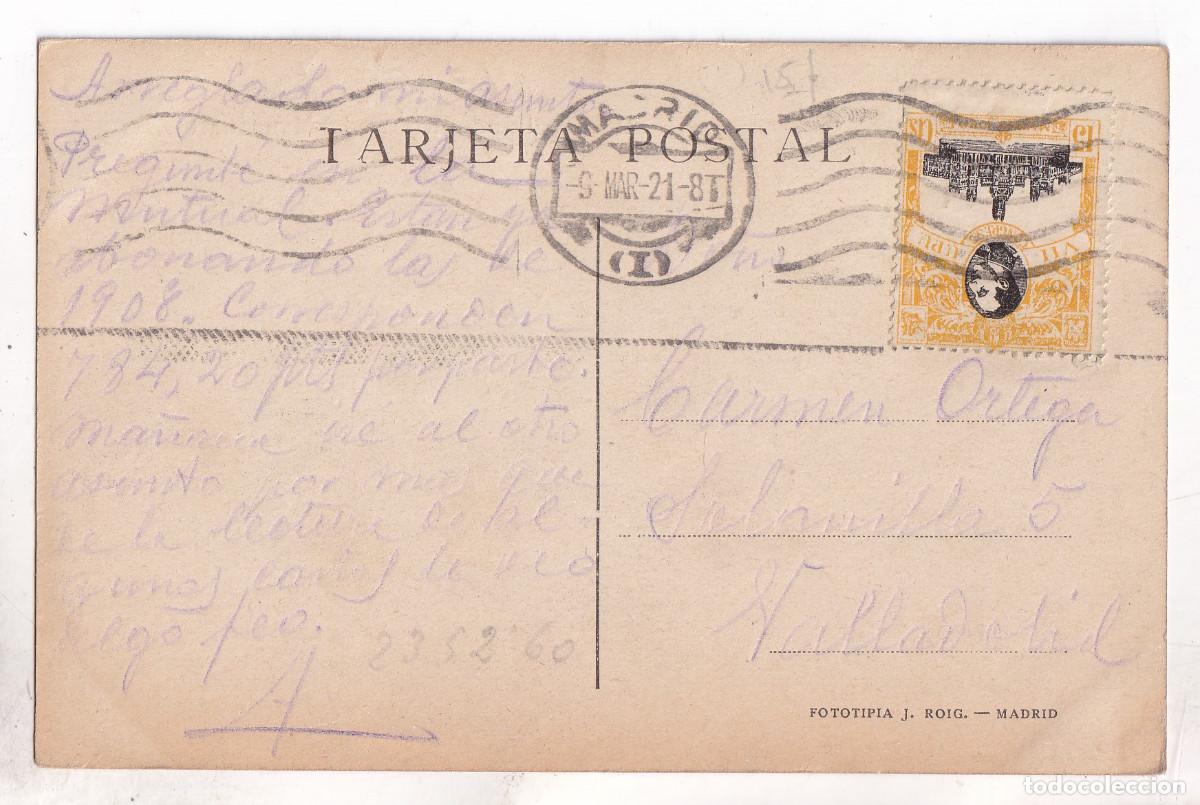 Sellos: POSTAL MADRID A VALLADOLID. 1921. RARO SELLO CONGRESO UPU REALMENTE CIRCULADO
