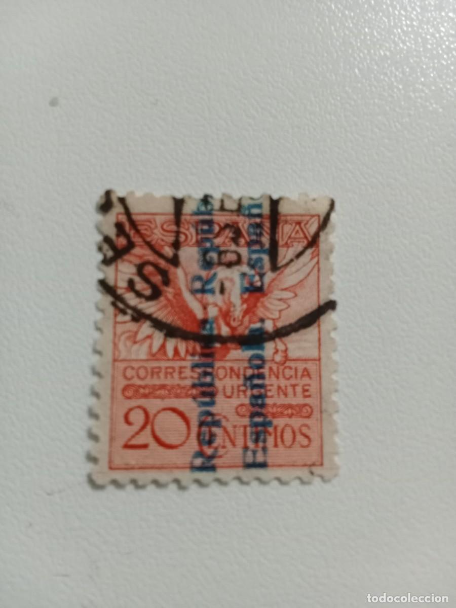 Sellos: ESPA&Ntilde;A A&Ntilde;O 1931, EDIFIL 603, USADO, PEGASO, SOBRECARGADO, NUMERACI&Oacute;N AL DORSO.