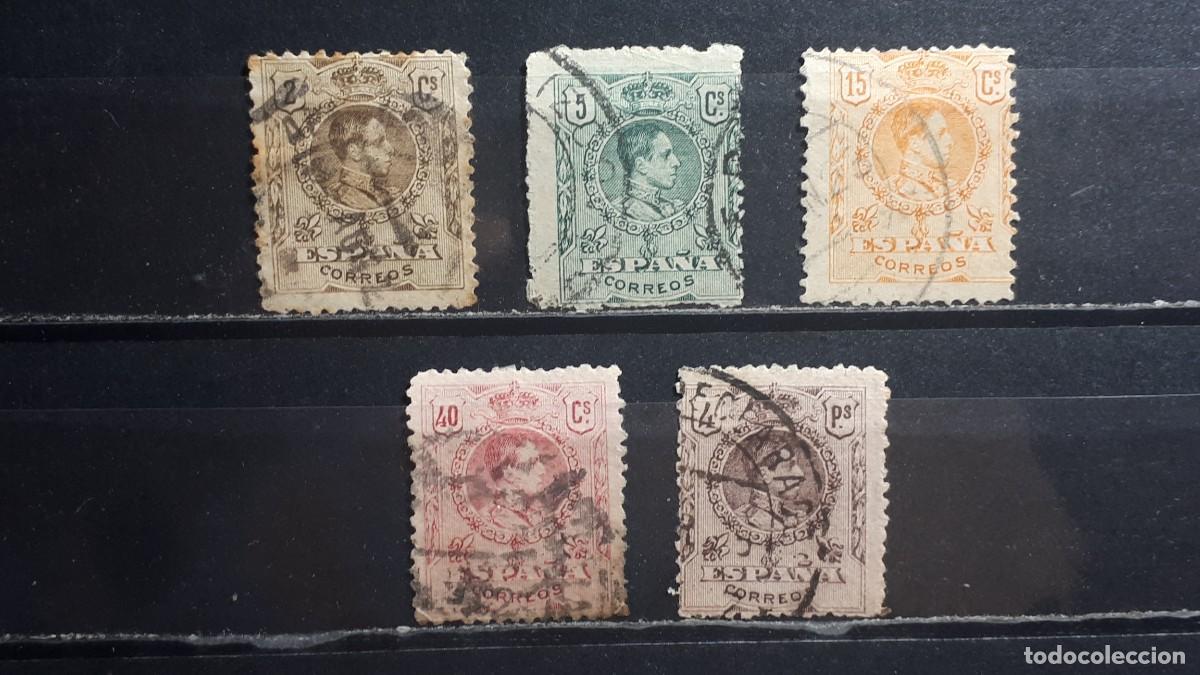Sellos: ESPA&Ntilde;A. A&Ntilde;O 1909. &deg;. EDIFIL 267/8, 271, 276, 279.