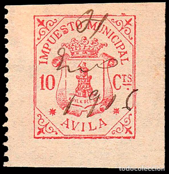 Sellos: &Aacute;vila - Vi&ntilde;etas - S/Cat o - 1916 - &rdquo;10 cts. Impuesto Municipal&rdquo;