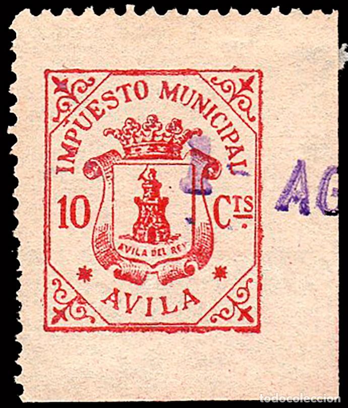 Sellos: &Aacute;vila - Vi&ntilde;etas - S/Cat o - 1916 - &rdquo;10 cts. Impuesto Municipal&rdquo; marr&oacute;n