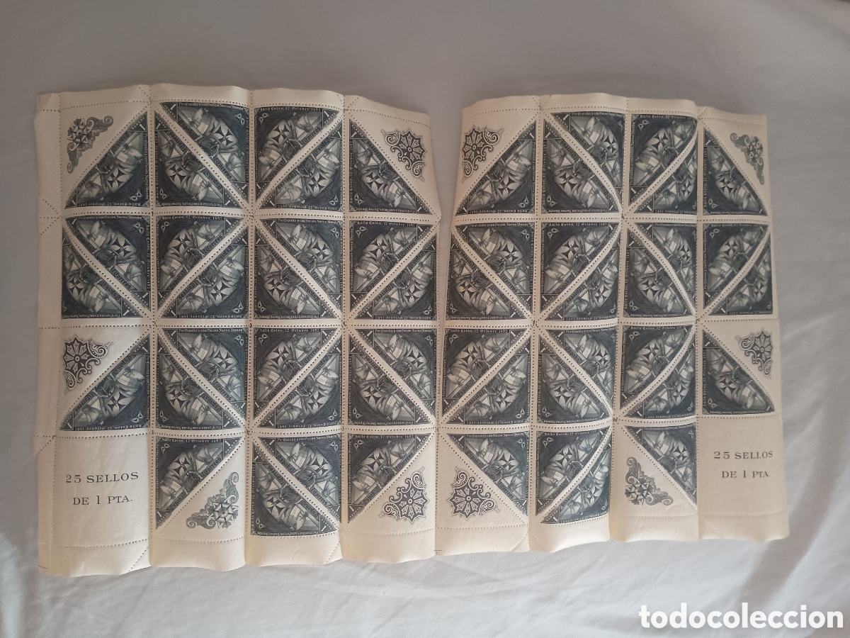Sellos: ESPA&Ntilde;A 1930 - DESCUBRIMIENTO DE AM&Eacute;RICA - EDIFIL 543 PLIEGO DE 25 SELLOS NUEVOS - ORIGINAL