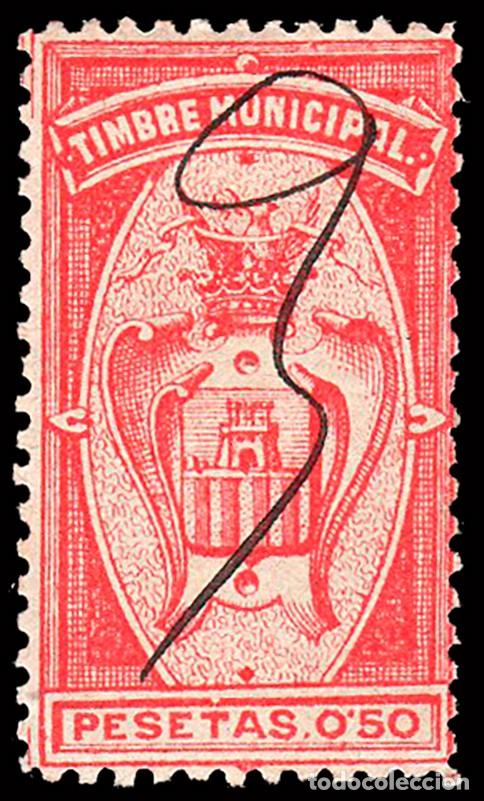 Sellos: Castell&oacute;n - Vi&ntilde;etas - S/Cat o &rdquo;0,50 ptas. Timbre Municipal&rdquo;