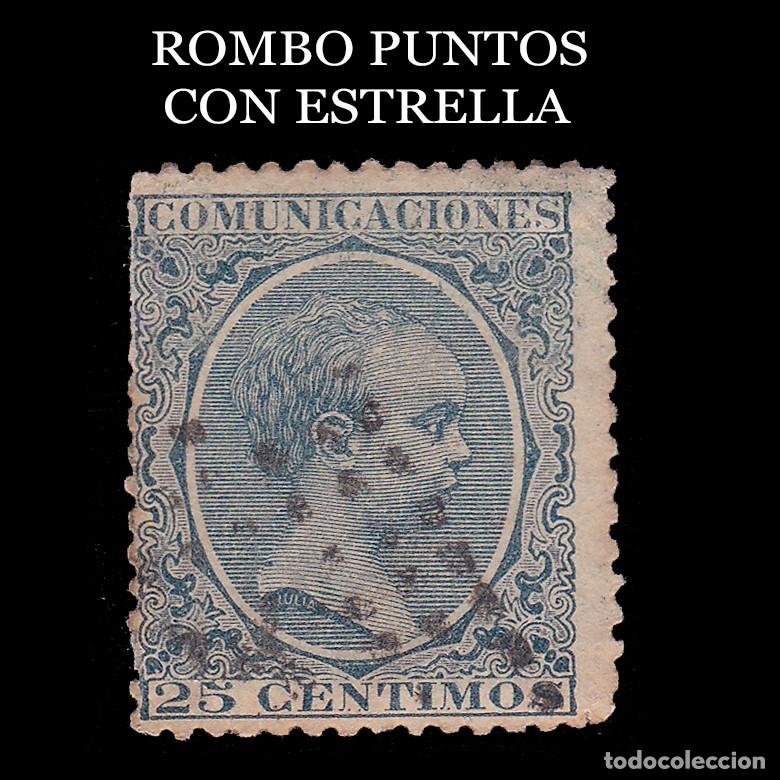 Sellos: Alfonso XIII. 1889-1901. 25c.ROMBO PUNTOS ESTRELLA. Edifil 221 + OBSEQUIO