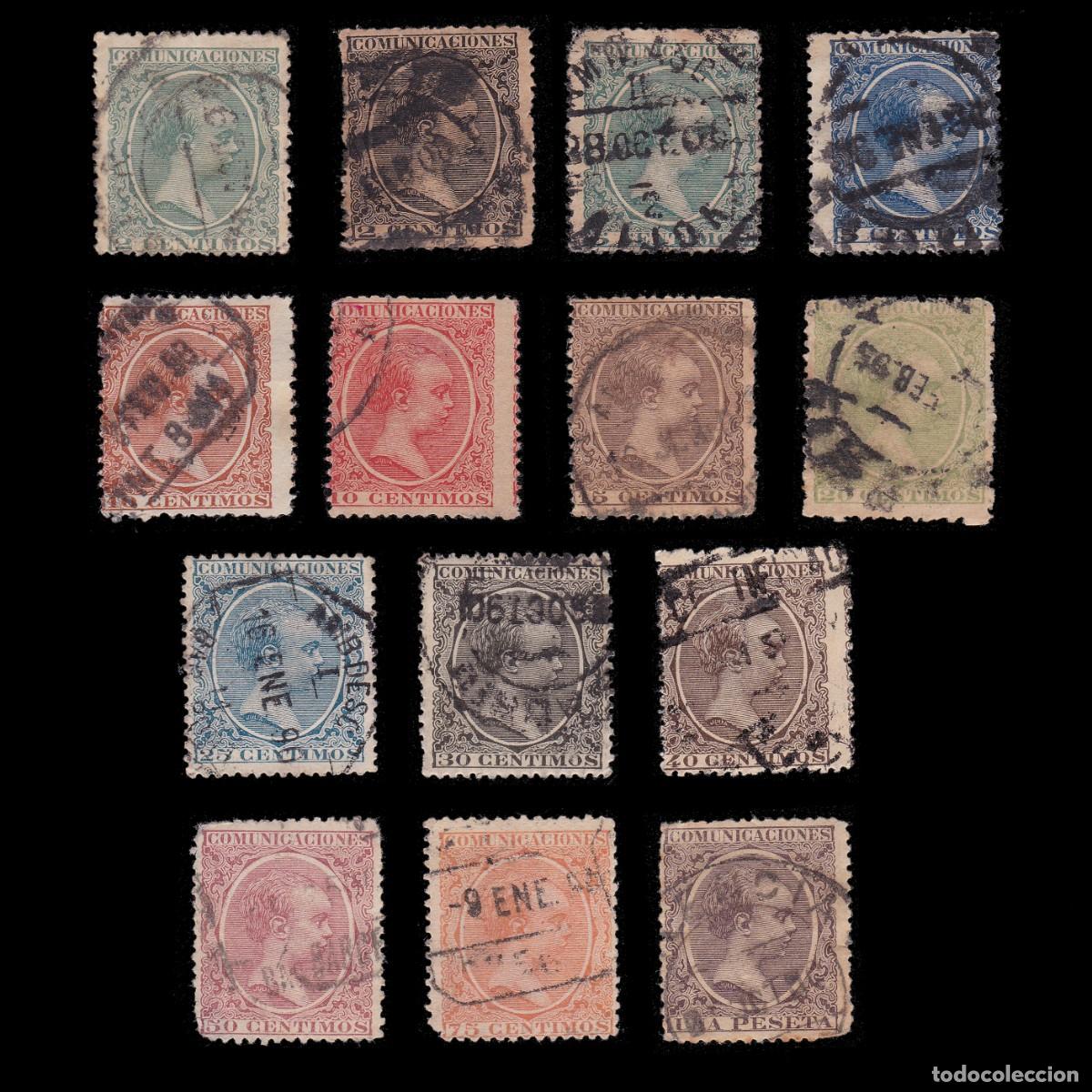 Sellos: ESPA&Ntilde;A. 1889-01 Alfonso XIII. USADOS. Edifil 213-226 + OBSEQUIO