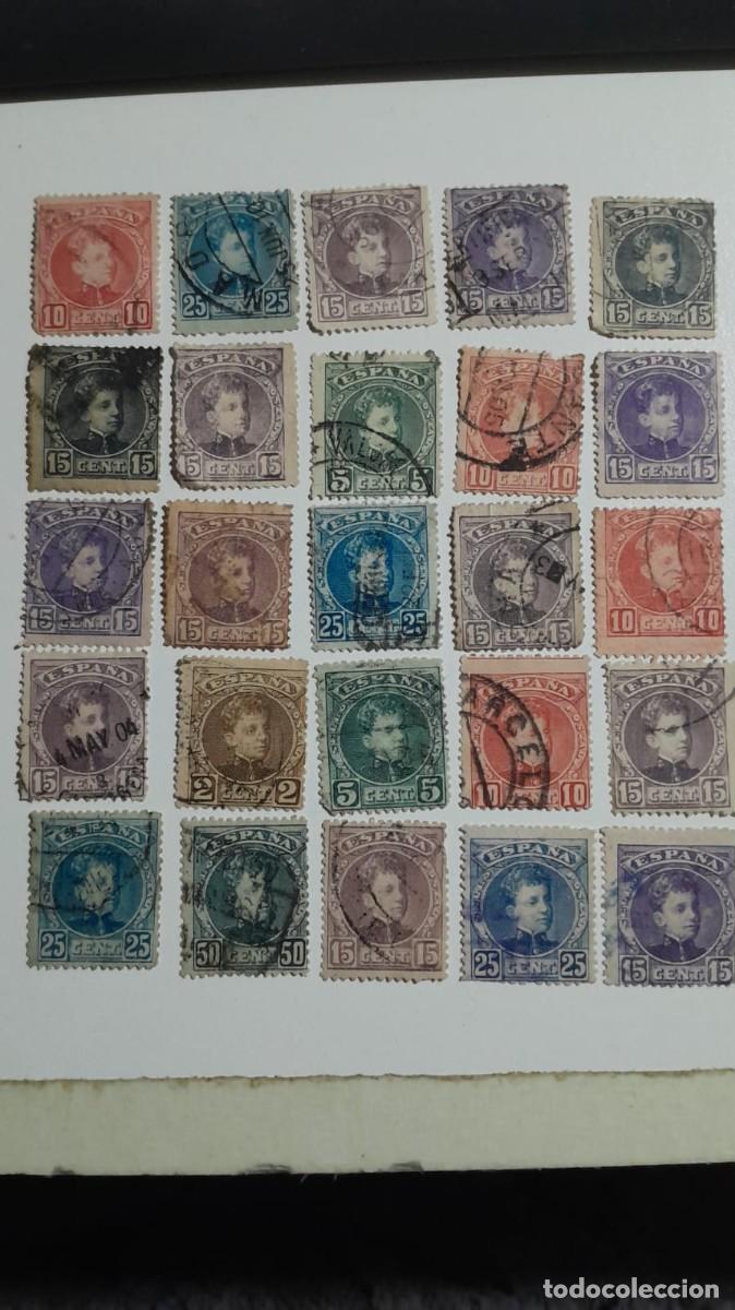 Francobolli: Lote 25 Sellos Alfonso XIII &rdquo;Cadete&rdquo; (1901) - Usados/Matasellados - Valores variados hasta 50 cts.