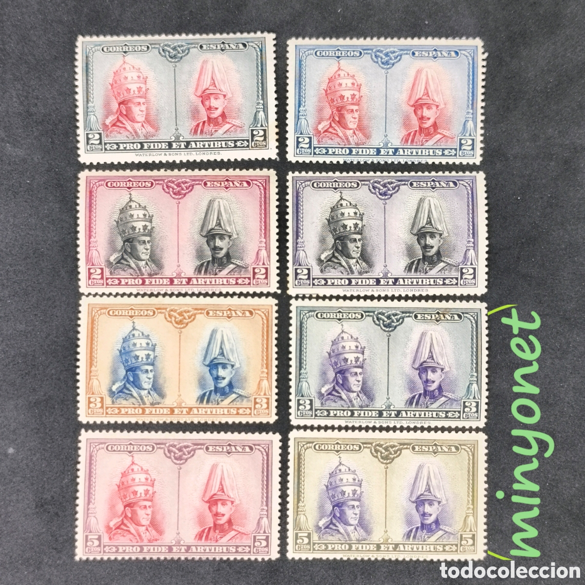 Sellos: 8 sellos 1928 Alfonso XIII Pro Catacumbas