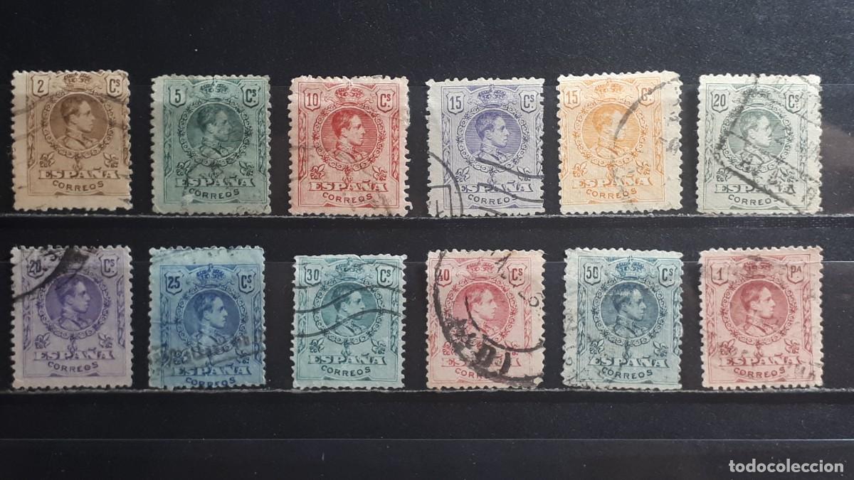 Sellos: ESPA&Ntilde;A. A&Ntilde;O 1909. &deg;. Edifil 267/78. Falta 279/89