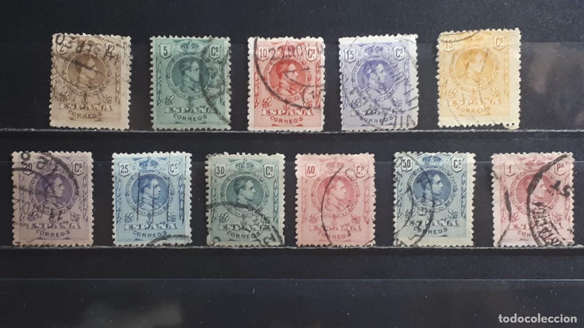 Sellos: ESPA&Ntilde;A. A&Ntilde;O 1909. &deg;. Edifil 267/78. Falta 272, 279/89